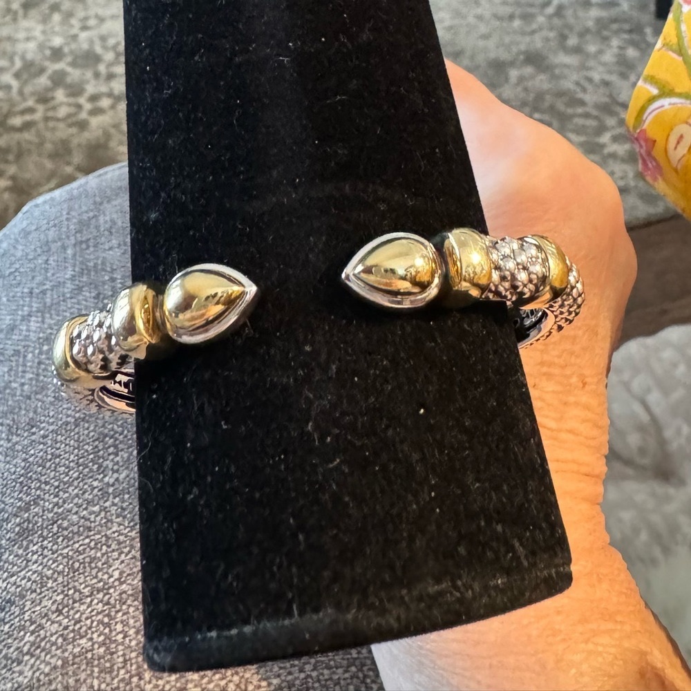 Lagos High Bar Sterling and 18k Gold Bracelet Size L With ring Size 8 Set